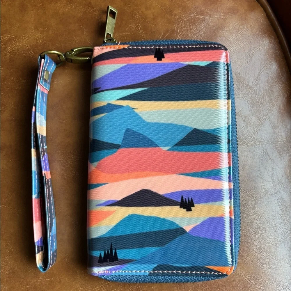 Wander Multicolor Striped Wristlet Clutch - Blue, Purple, Pink, Teal NWOT